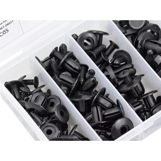 Σετ 100 Τεμαχίων Κλιπς Αυτοκινήτου για Ταπετσαρίες, Προφυλακτήρες και Πλαστικά με Οργανωτή 13p-10126