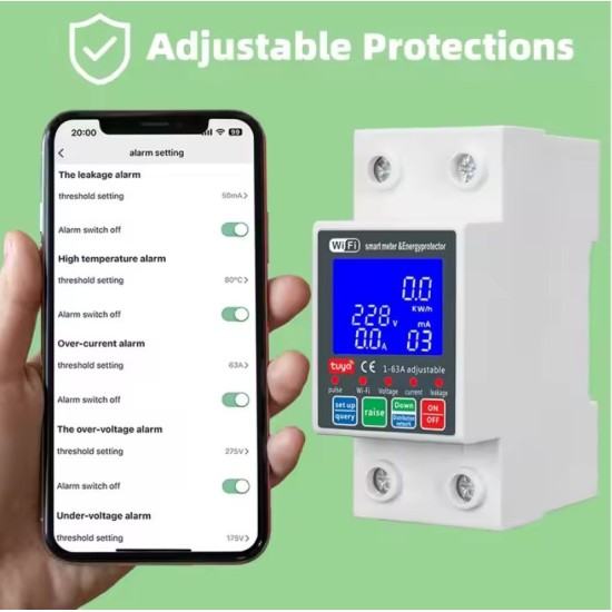 Smart Μονοφασικός Μετρητής Κατανάλωσης Ρεύματος με Προστασία Υπέρτασης, Υπότασης & Υπερφόρτωσης – Online Παρακολούθηση μέσω Εφαρμογής – Sprint |17p-36784