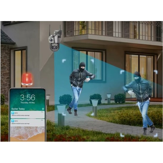Κάμερα Ασφαλείας WiFi/4G με Διπλό Φακό, Περιστροφική 355°, 6MP, Αισθητήρα Κίνησης και Διπλό Νυχτερινό Mode 22p-06365_CZ