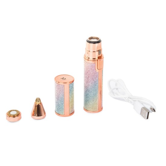Επαναφορτιζόμενο Στυλό Αποτρίχωσης Φρυδιών & Προσώπου 2 σε 1 με LED και USB – Πολύχρωμο Glitter 23π– 24103