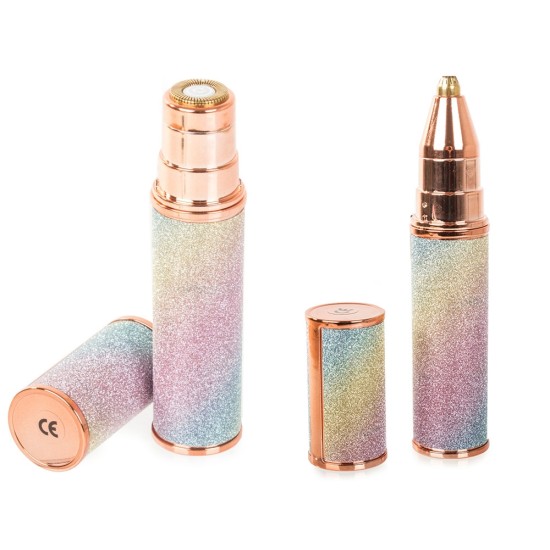 Επαναφορτιζόμενο Στυλό Αποτρίχωσης Φρυδιών & Προσώπου 2 σε 1 με LED και USB – Πολύχρωμο Glitter 23π– 24103