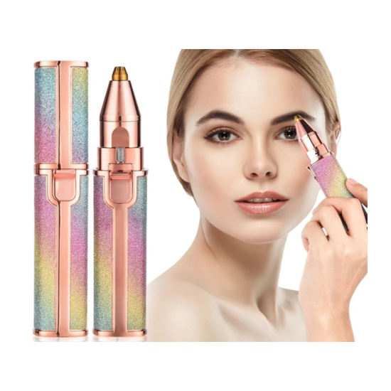 Επαναφορτιζόμενο Στυλό Αποτρίχωσης Φρυδιών & Προσώπου 2 σε 1 με LED και USB – Πολύχρωμο Glitter 23π– 24103