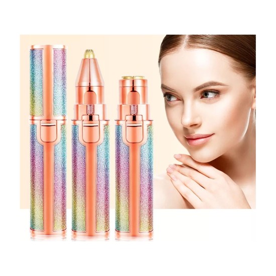 Επαναφορτιζόμενο Στυλό Αποτρίχωσης Φρυδιών & Προσώπου 2 σε 1 με LED και USB – Πολύχρωμο Glitter 23π– 24103