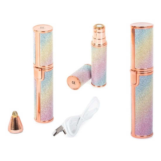 Επαναφορτιζόμενο Στυλό Αποτρίχωσης Φρυδιών & Προσώπου 2 σε 1 με LED και USB – Πολύχρωμο Glitter 23π– 24103