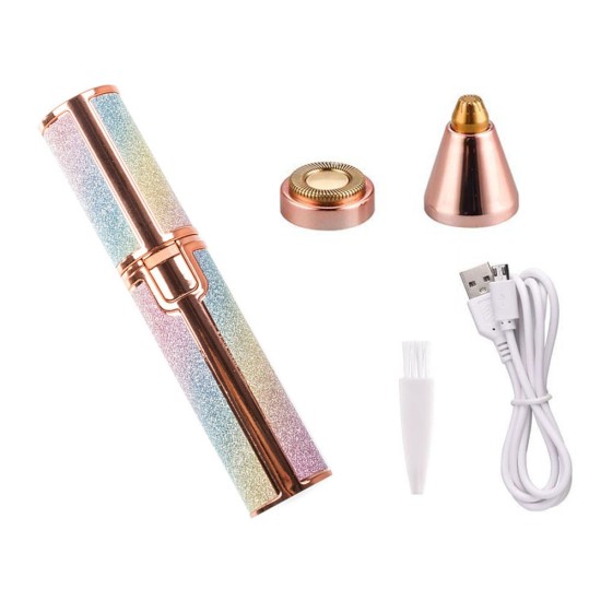 Επαναφορτιζόμενο Στυλό Αποτρίχωσης Φρυδιών & Προσώπου 2 σε 1 με LED και USB – Πολύχρωμο Glitter 23π– 24103
