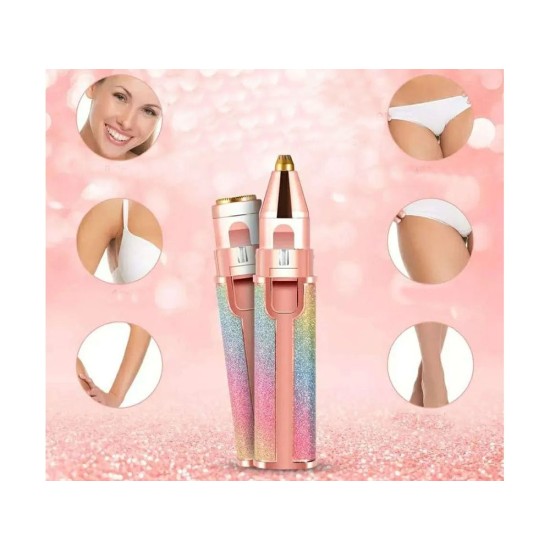 Επαναφορτιζόμενο Στυλό Αποτρίχωσης Φρυδιών & Προσώπου 2 σε 1 με LED και USB – Πολύχρωμο Glitter 23π– 24103