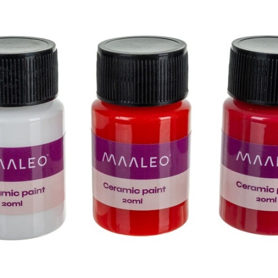 Χρώματα για Γυαλί και Κεραμικά Maaleo 12x20ml – Σετ Ζωγραφικής για Πορσελάνη, Κούπες και Πιάτα 33p-26296)