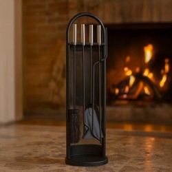 Σετ Εργαλείων Τζακιού Kaminer 5 σε 1 – Με Μεταλλική Βάση, Σκούπα, Φτυάρι, Τσιμπίδα και Πόκερ – 19P-25971