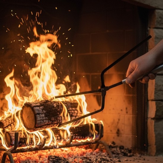 Σετ Εργαλείων Τζακιού Kaminer 5 σε 1 – Με Μεταλλική Βάση, Σκούπα, Φτυάρι, Τσιμπίδα και Πόκερ – 19P-25971