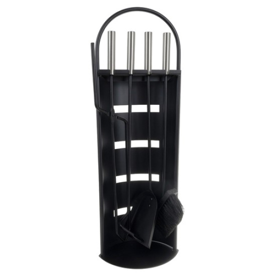 Σετ Εργαλείων Τζακιού Kaminer 5 σε 1 – Με Μεταλλική Βάση, Σκούπα, Φτυάρι, Τσιμπίδα και Πόκερ – 19P-25971