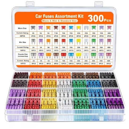 Σετ 300 Ασφάλειες Αυτοκινήτου Mini, Standard & Micro Blade με Εξολκέα – 48p-8801