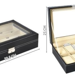 Θήκη Οργάνωσης MALATEC για Ρολόγια και Γυαλιά – Μαύρη με Διάφανο Καπάκι και Κλείδωμα με Κλειδί 75p-8497