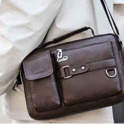 Ανδρική Τσάντα Ώμου Retro Σκούρο Καφέ – Αδιάβροχη Messenger Bag με Θήκη Laptop, Πολυχωρητική για Εργασία, Ταξίδι και Σχολή 11p-1185DB