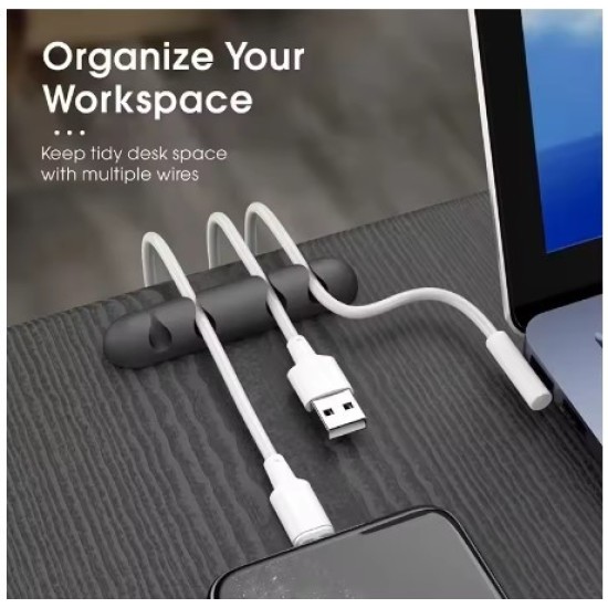 Μαύρος Οργανωτής Καλωδίων 5 Θέσεων – Σιλικόνης, Αυτοκόλλητος 2p-18589