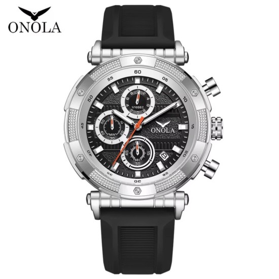  Ανδρικό Ρολόι ONOLA  Ασημί Μαύρο – 20p-7123