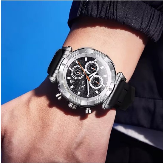  Ανδρικό Ρολόι ONOLA  Ασημί Μαύρο – 20p-7123