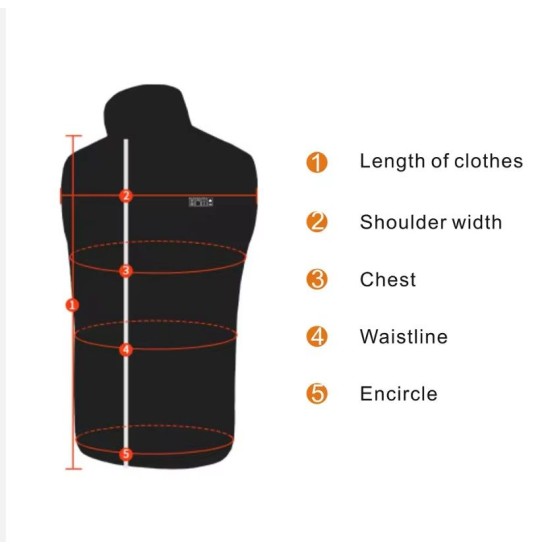 Ανδρικό Θερμαινόμενο Γιλέκο USB 15 Ζωνών Μάυρο – 15-3070
