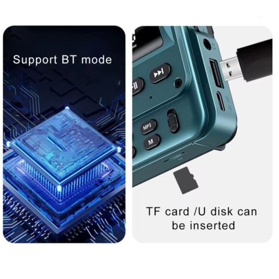 Φορητό Ψηφιακό Ραδιόφωνο FM με LED Οθόνη, Bluetooth, microSD & USB – Χρώμα Petrol  JOC– 11p-27330