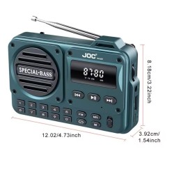 Φορητό Ψηφιακό Ραδιόφωνο FM με LED Οθόνη, Bluetooth, microSD & USB – Χρώμα Petrol  JOC– 11p-27330