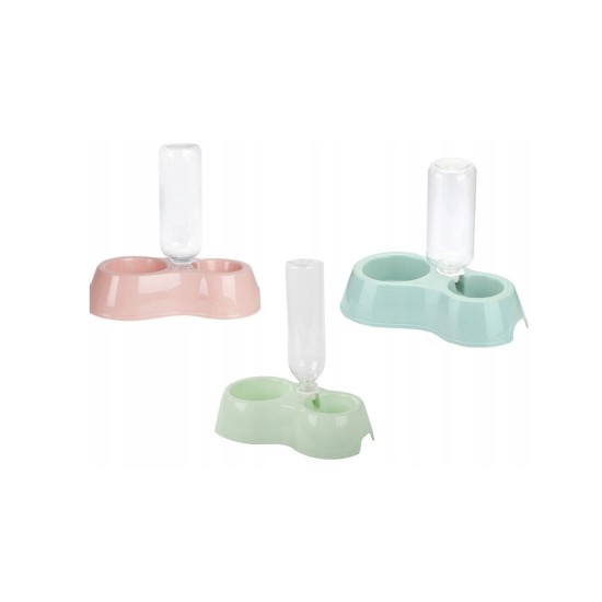 Διπλό Μπολ Ταΐσματος με Αυτόματο Διανομέα Νερού για Σκύλους και Γάτες Ροζ 20-19410