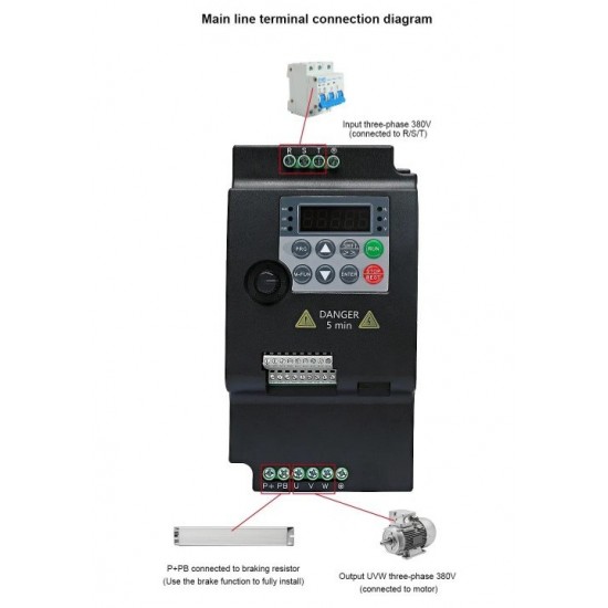 Ρυθμιστής Στροφών VFD 5.5kW Τριφασικός σε Τριφασικό 380V – Inverter Μετατροπέας Συχνότητας  74-477