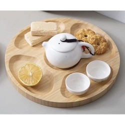 Περιστρεφόμενη Ξύλινη Πιατέλα Σερβιρίσματος από Μπαμπού RUHHY με 5 Θέσεις 75-24290