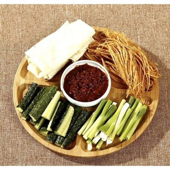 Περιστρεφόμενη Ξύλινη Πιατέλα Σερβιρίσματος από Μπαμπού RUHHY με 5 Θέσεις 75-24290