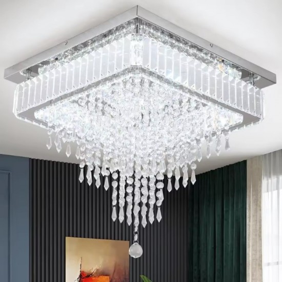 Κρυστάλλινη LED Οροφής 45x45cm GreeLustr HQ-F45 με Ανοξείδωτη Βάση και Ρυθμιζόμενο Φως 12-1291