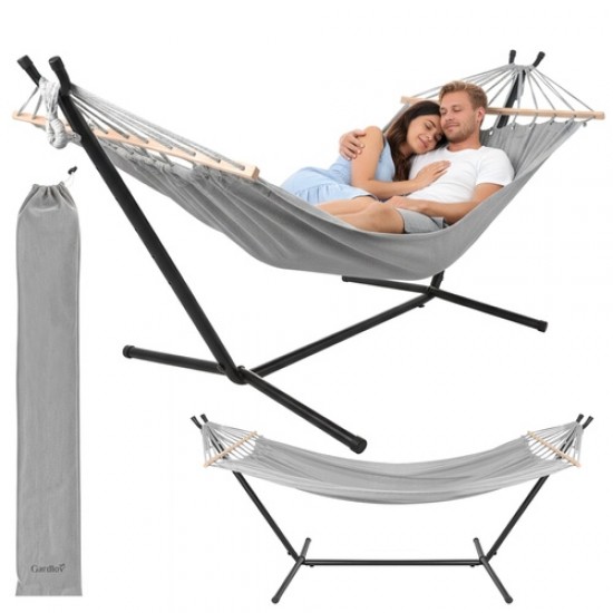 Διπλή Κρεμαστή Αιώρα Κήπου Gardlov με Μεταλλική Βάση 200x150cm έως 250kg 52-27293