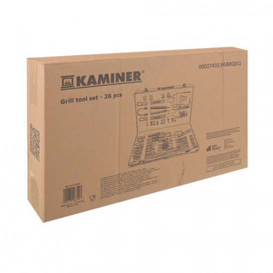 Σετ Εργαλείων Ψησίματος Kaminer 26 Τεμαχίων από Ανοξείδωτο Ατσάλι με Βαλίτσα – 19-27433