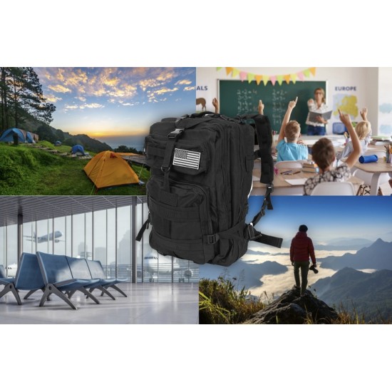 Στρατιωτικό Σακίδιο Πλάτης Tactical TRIZAND 35L Μαύρο με Σύστημα MOLLE και 5 Θήκες 13-8919