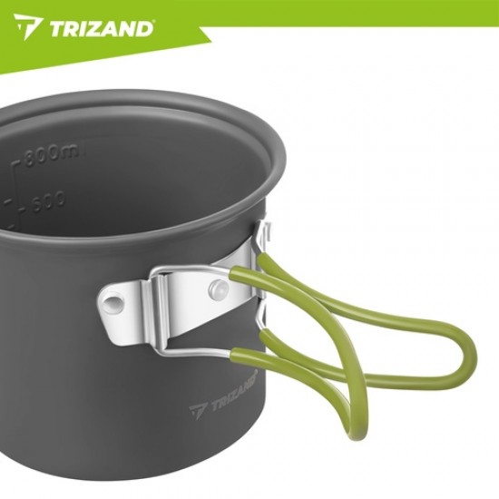 Σετ Μαγειρικών Σκευών Camping TRIZAND 1.2L Αλουμινίου με Πτυσσόμενα Μαχαιροπίρουνα 72-27413