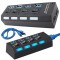 USB Hub 4 Θυρών USB 3.0 με Ατομικούς Διακόπτες On Off και LED 2-062