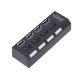 USB Hub 4 Θυρών USB 3.0 με Ατομικούς Διακόπτες On Off και LED 2-062