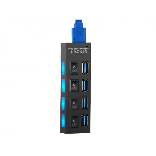 USB Hub 4 Θυρών USB 3.0 με Ατομικούς Διακόπτες On Off και LED 2-062