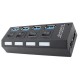 USB Hub 4 Θυρών USB 3.0 με Ατομικούς Διακόπτες On Off και LED 2-062