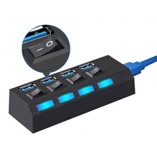 USB Hub 4 Θυρών USB 3.0 με Ατομικούς Διακόπτες On Off και LED 2-062