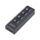USB Hub 4 Θυρών USB 3.0 με Ατομικούς Διακόπτες On Off και LED 2-062