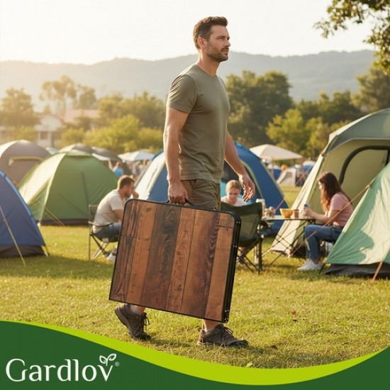 Πτυσσόμενο Τραπέζι Camping με 4 Καρέκλες GARDLOV Σετ Βαλιτσάκι Ρυθμιζόμενο Ύψος Outdoor 24-27304