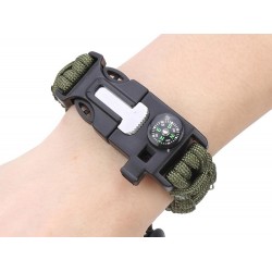 Βραχιόλι Επιβίωσης 5 σε 1 με Πυρόλιθο Πυξίδα Σφυρίχτρα Μαχαίρι Paracord Survival Πράσινο kvd 090-14372_Z