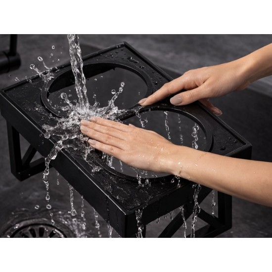 Διπλό Ανυψωμένο Μπολ Φαγητού και Νερού για Σκύλο και Γάτα με Βάση και Ανοξείδωτα Μπολ 115-19523