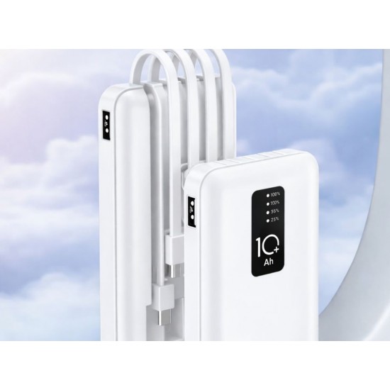 Powerbank 10000mAh με Ενσωματωμένα Καλώδια USB-C Lightning Micro USB και LED Οθόνη 5-06392_B