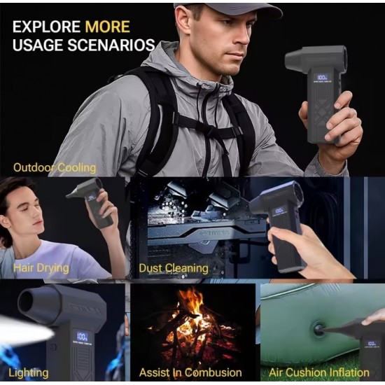 Turbo Ασύρματο Πιστόλι Καθαρισμού Πεπιεσμένου Αέρα 130000rpm με LED Οθόνη – Επαναφορτιζόμενο- 5 Ακροφύσια 14-2308