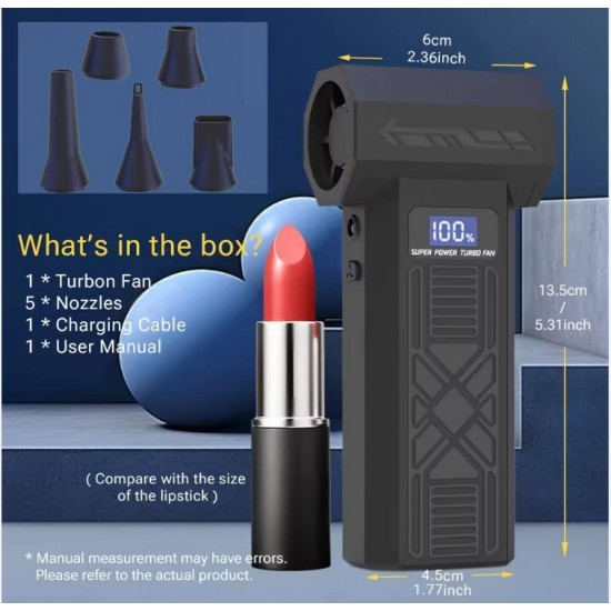 Turbo Ασύρματο Πιστόλι Καθαρισμού Πεπιεσμένου Αέρα 130000rpm με LED Οθόνη – Επαναφορτιζόμενο- 5 Ακροφύσια 14-2308