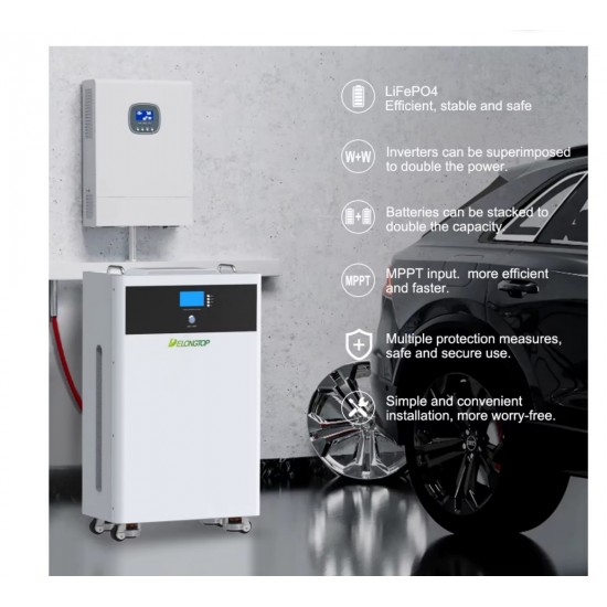 Μπαταρία LiFePO4 16.07kWh 51.2V 314Ah με BMS 200A, CAN RS485, LCD Οθόνη και Ρόδες για Φωτοβολταϊκά Συστήματα 1440-2984