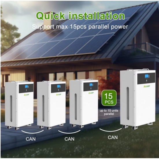 Μπαταρία LiFePO4 16.07kWh 51.2V 314Ah με BMS 200A, CAN RS485, LCD Οθόνη και Ρόδες για Φωτοβολταϊκά Συστήματα 1440-2984