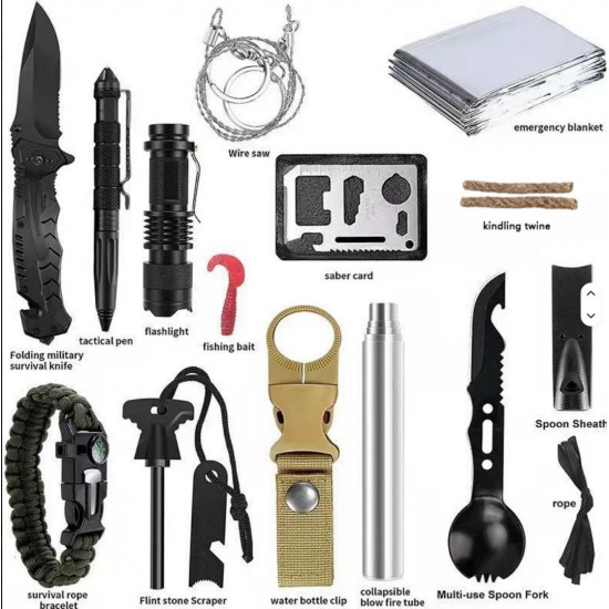 Σετ Επιβίωσης  με Αδιάβροχη Κασετίνα – Tactical Emergency Kit για Camping Hiking και Έκτακτες Ανάγκες 11-21706