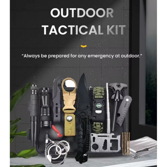 Σετ Επιβίωσης  με Αδιάβροχη Κασετίνα – Tactical Emergency Kit για Camping Hiking και Έκτακτες Ανάγκες 11-21706
