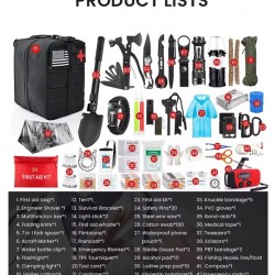 Σακίδιο Επιβίωσης 42 σε 1 με Φαρμακείο, Ραδιόφωνο Hand Crank και Solar Φόρτιση – Tactical Emergency Kit Camping Hiking 35-24707