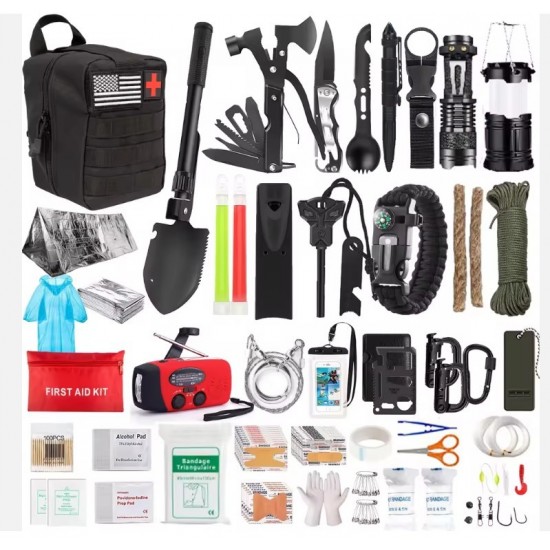 Σακίδιο Επιβίωσης 42 σε 1 με Φαρμακείο, Ραδιόφωνο Hand Crank και Solar Φόρτιση – Tactical Emergency Kit Camping Hiking 35-24707